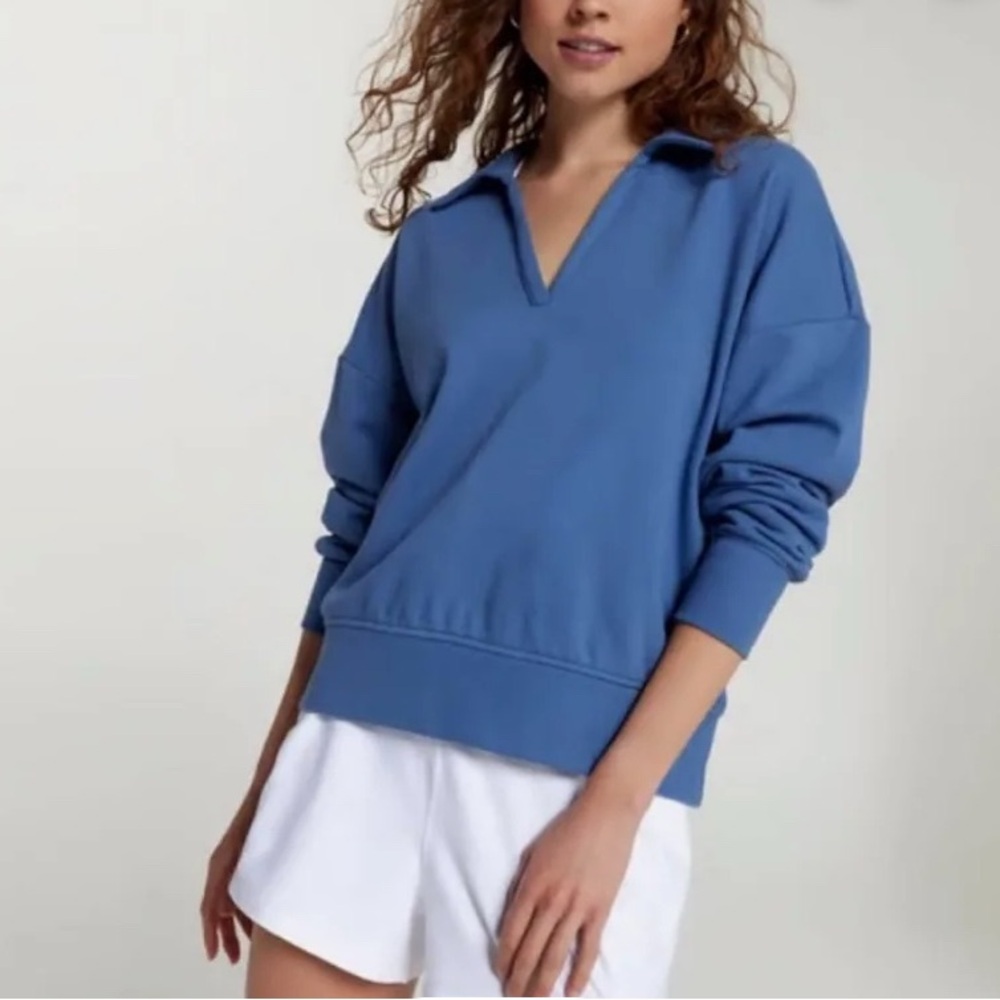 CALIA Collared Sweatshirt; Blue